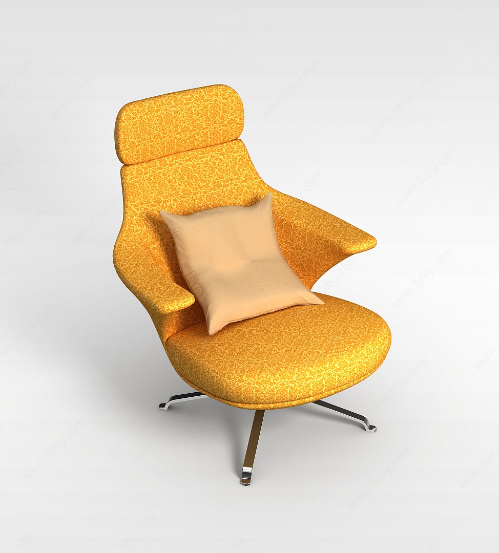 黄色布艺椅子3D模型