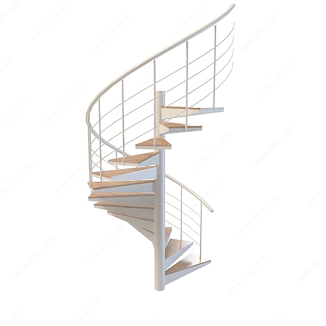 现代简约建筑旋转楼梯3D模型