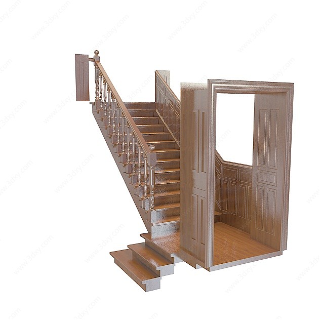 欧式带门框楼梯3D模型