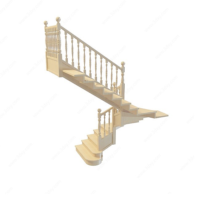 黄色木头欧式楼梯3D模型
