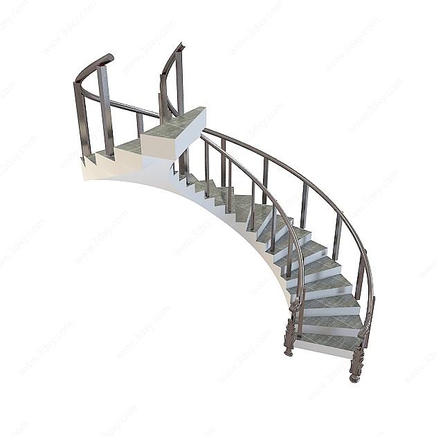 中式弧形楼梯3D模型