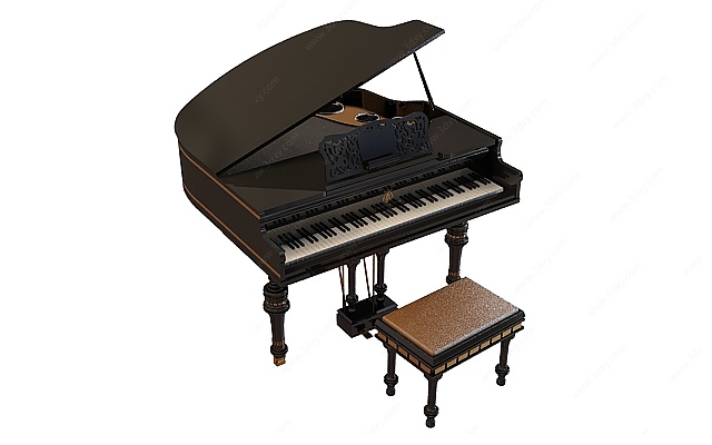 欧式钢琴3D模型
