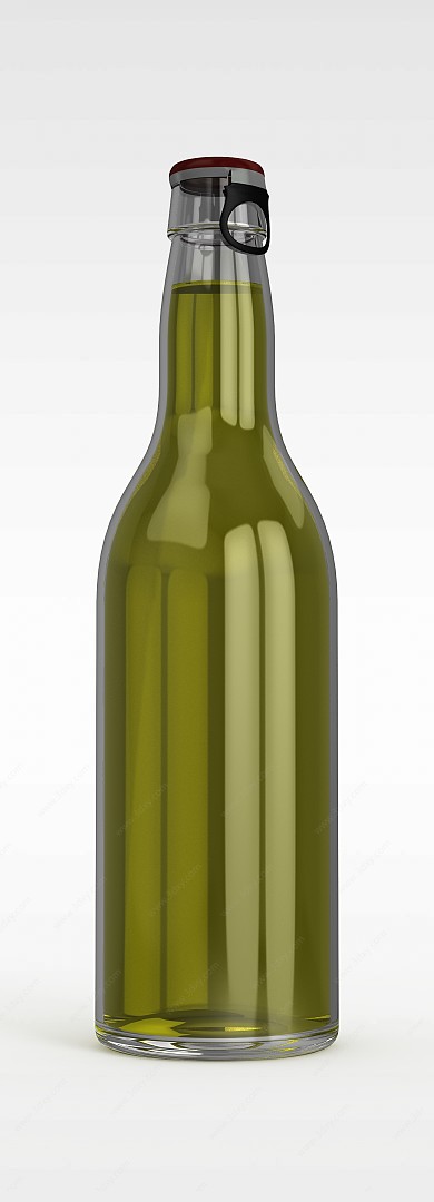玻璃香槟瓶子3D模型