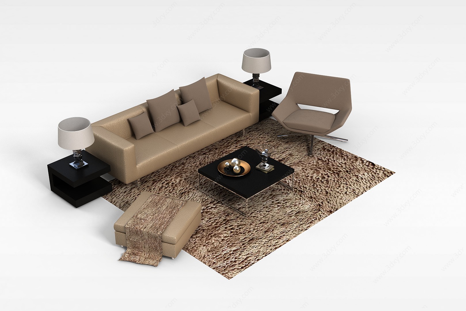 现代沙发茶几3D模型