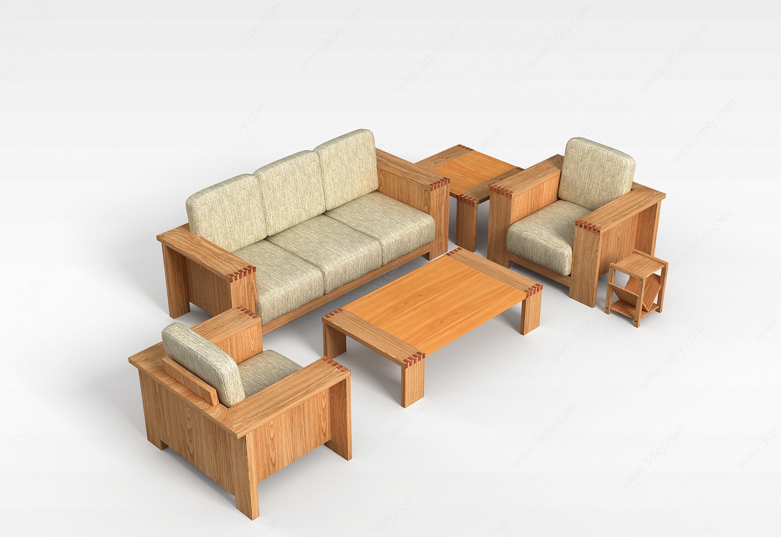田园式沙发茶几3D模型
