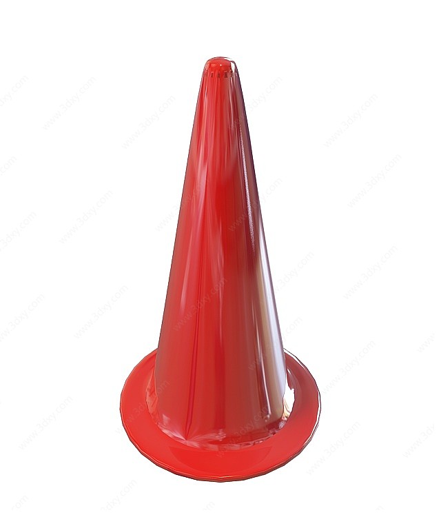 红色雪糕筒路锥3D模型