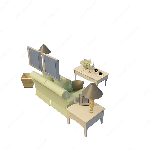 欧式沙发茶几3D模型