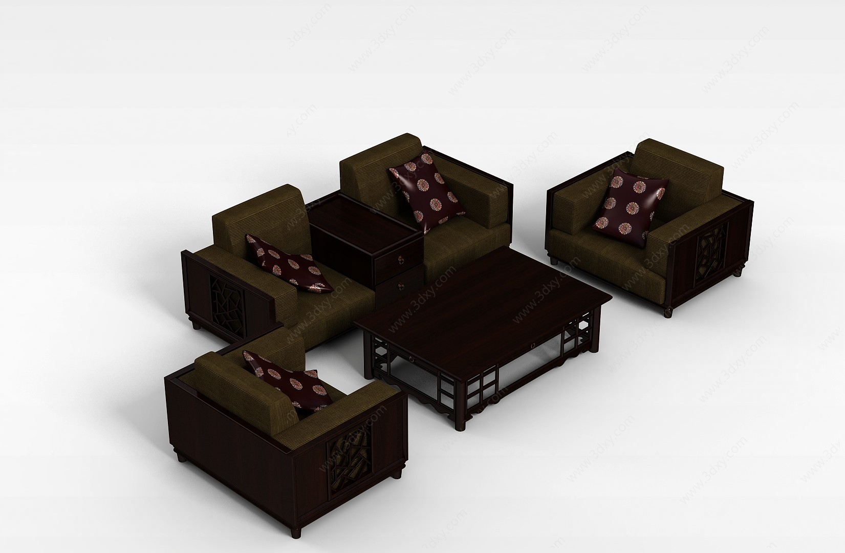 实木沙发茶几3D模型
