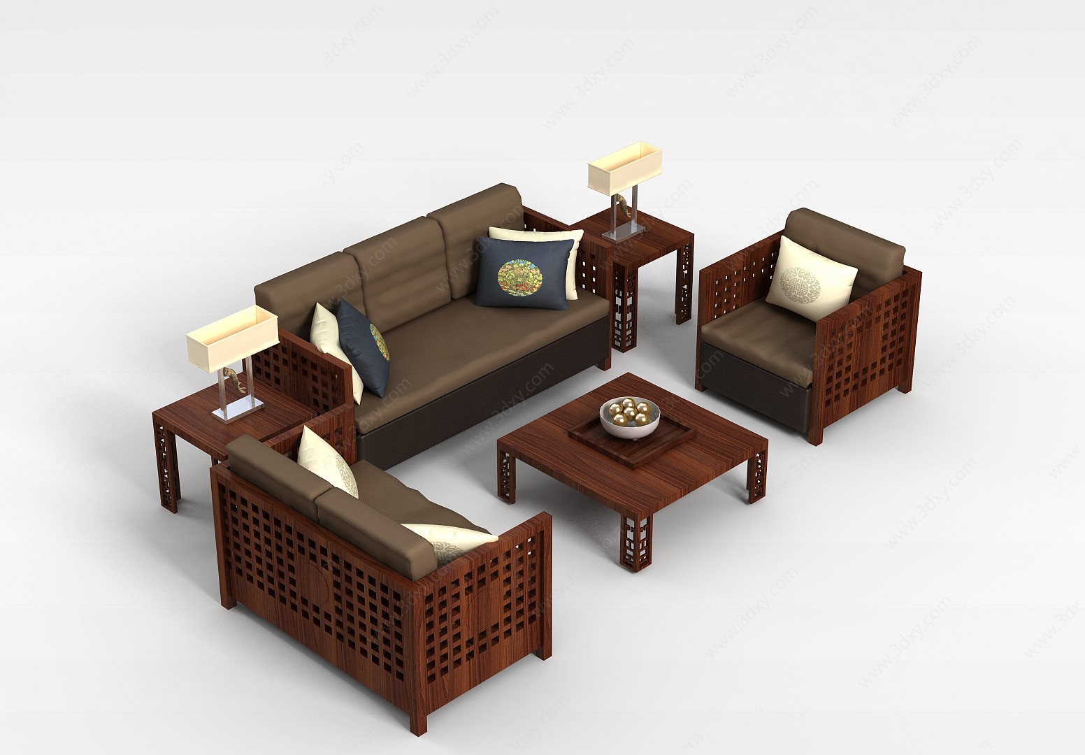 红木沙发组合3D模型
