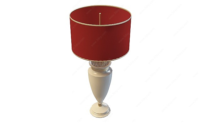 红色灯罩台灯3D模型