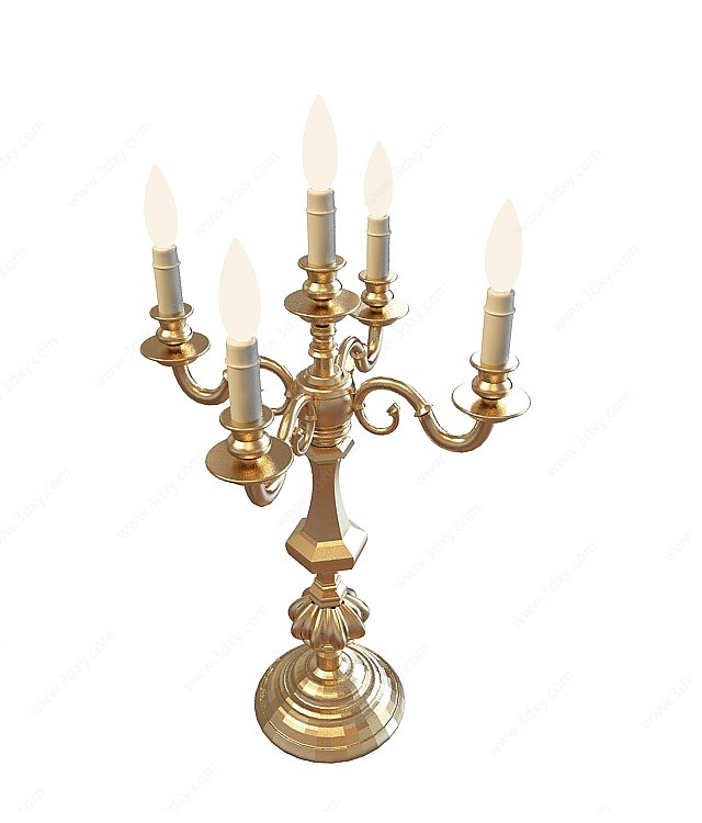 金色蜡烛台灯3D模型