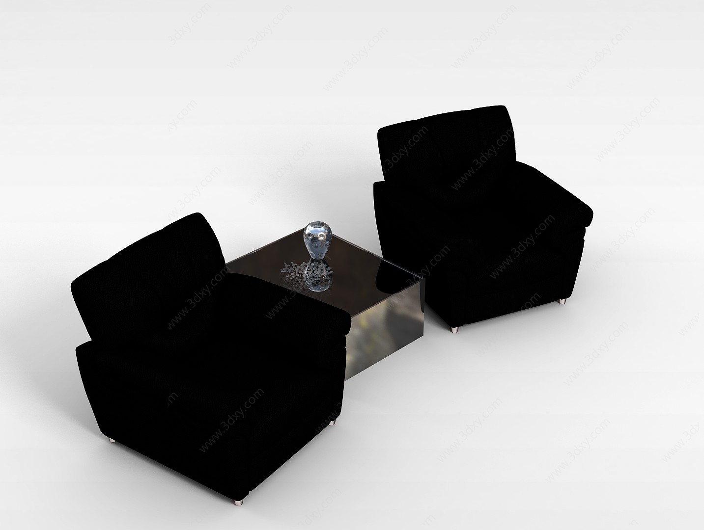 黑色沙发茶几3D模型