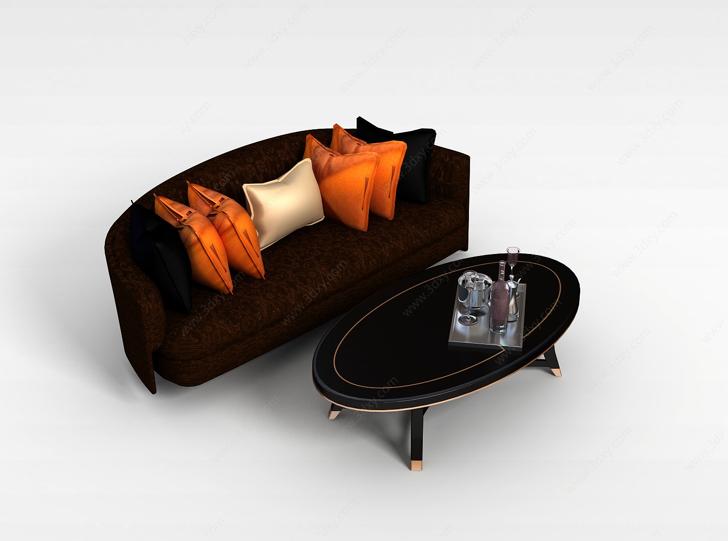 多人沙发茶几3D模型