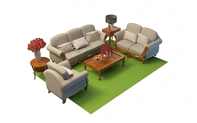 家用沙发茶几组合3D模型