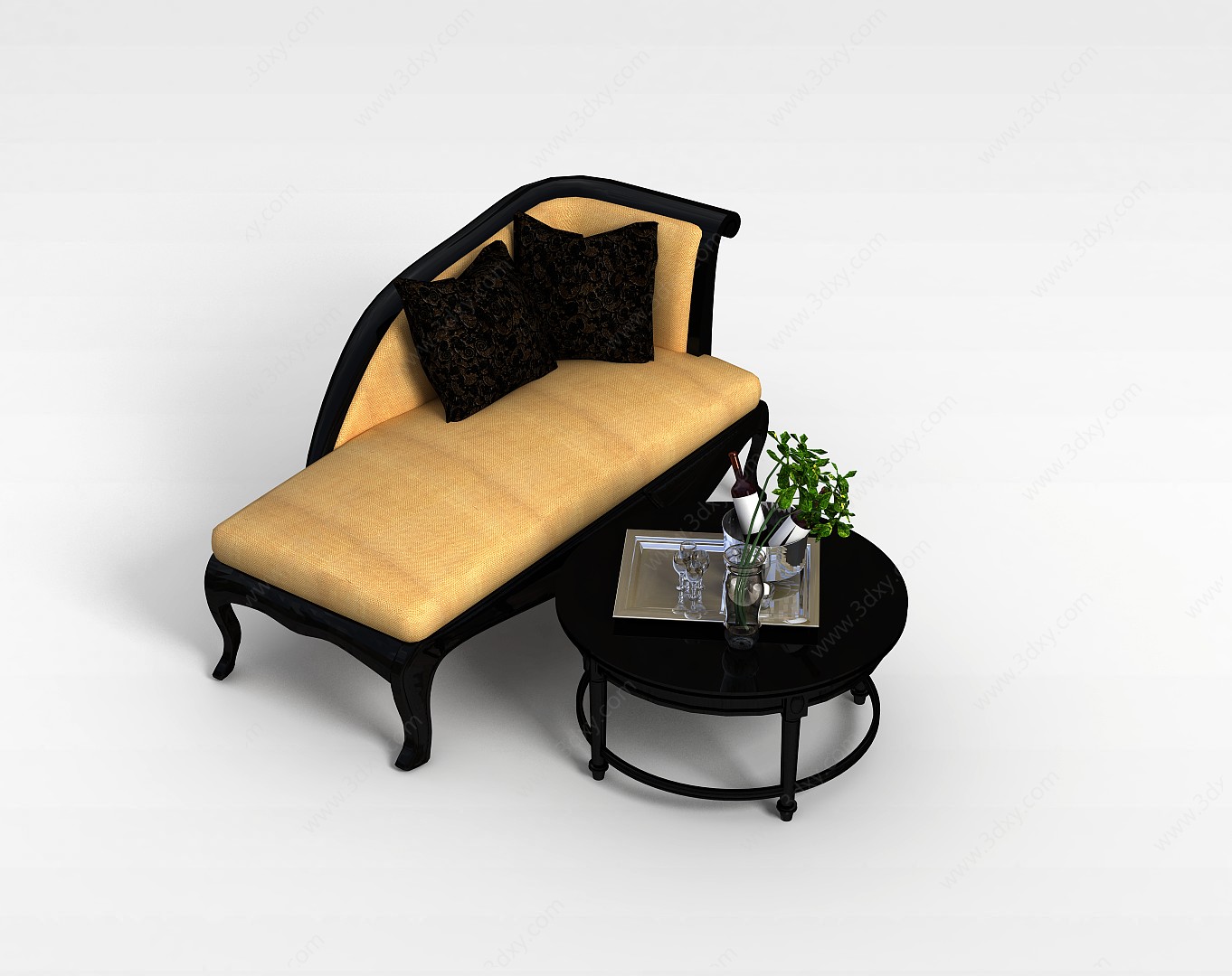 休息室沙发茶几组合3D模型