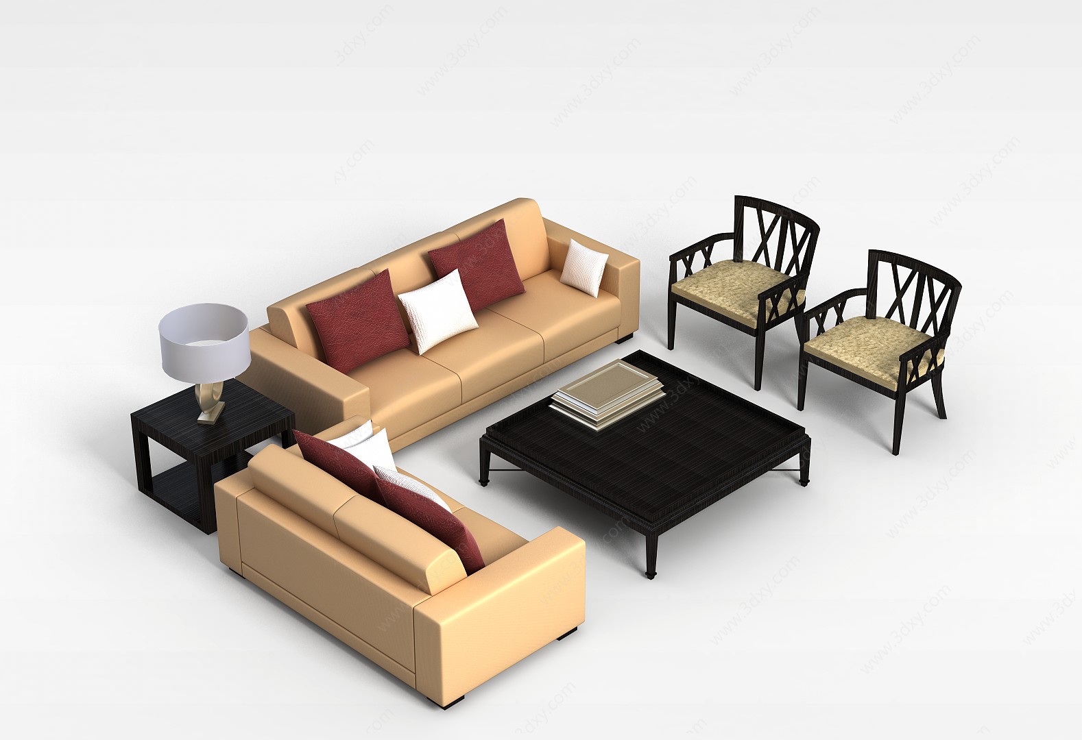 现代沙发茶几组合3D模型