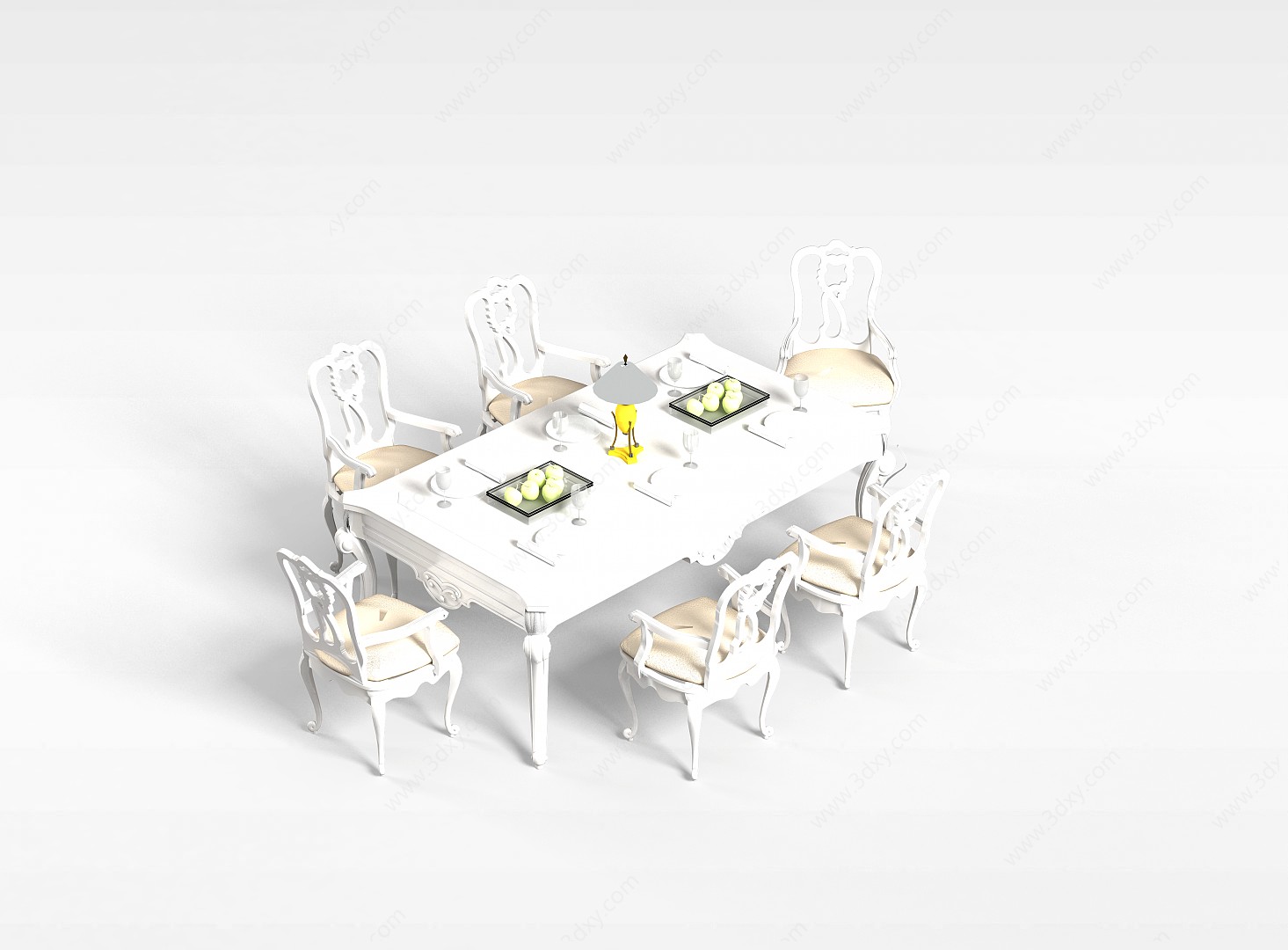 欧式豪华餐桌椅3D模型