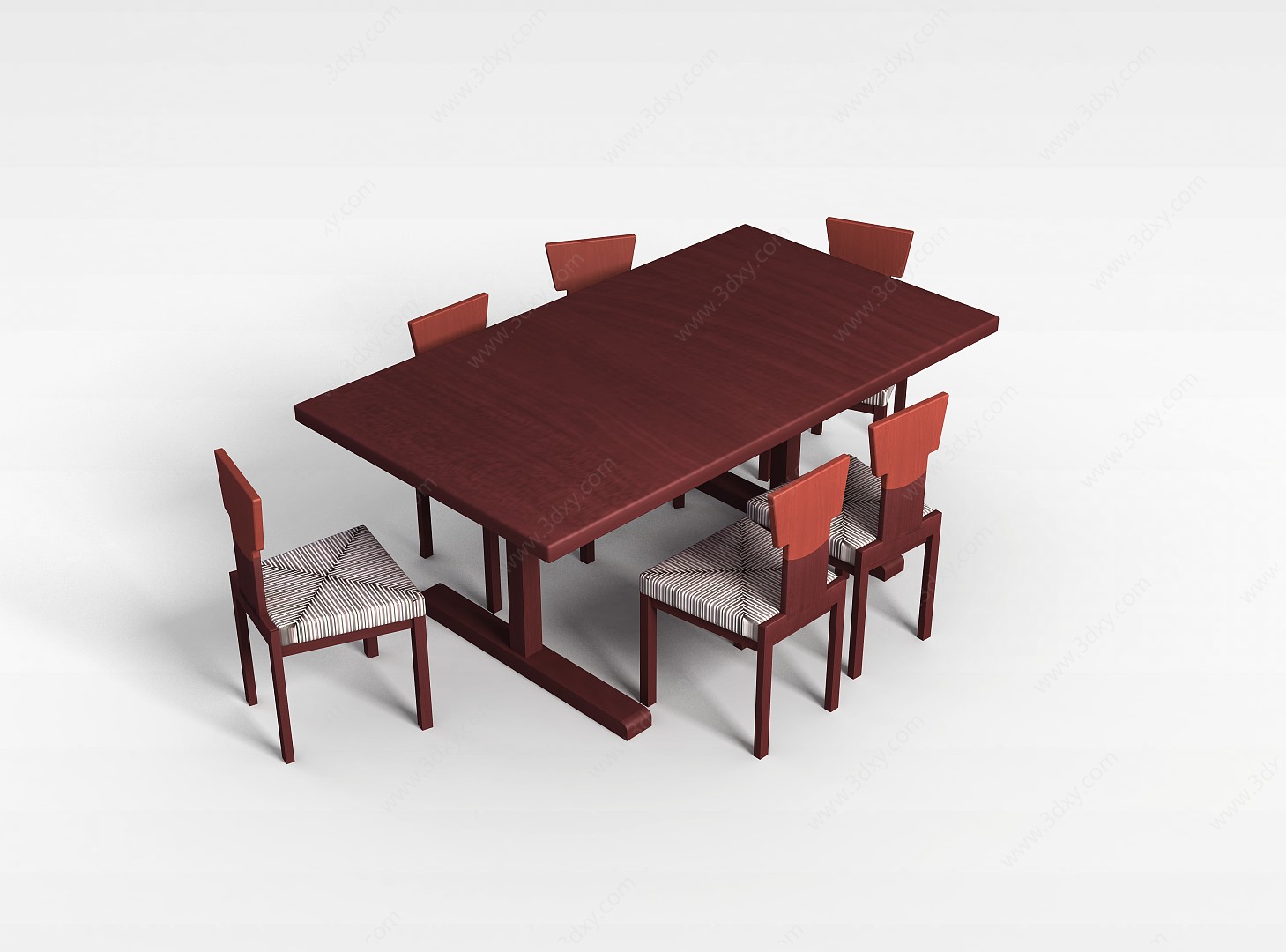 中式实木桌椅3D模型
