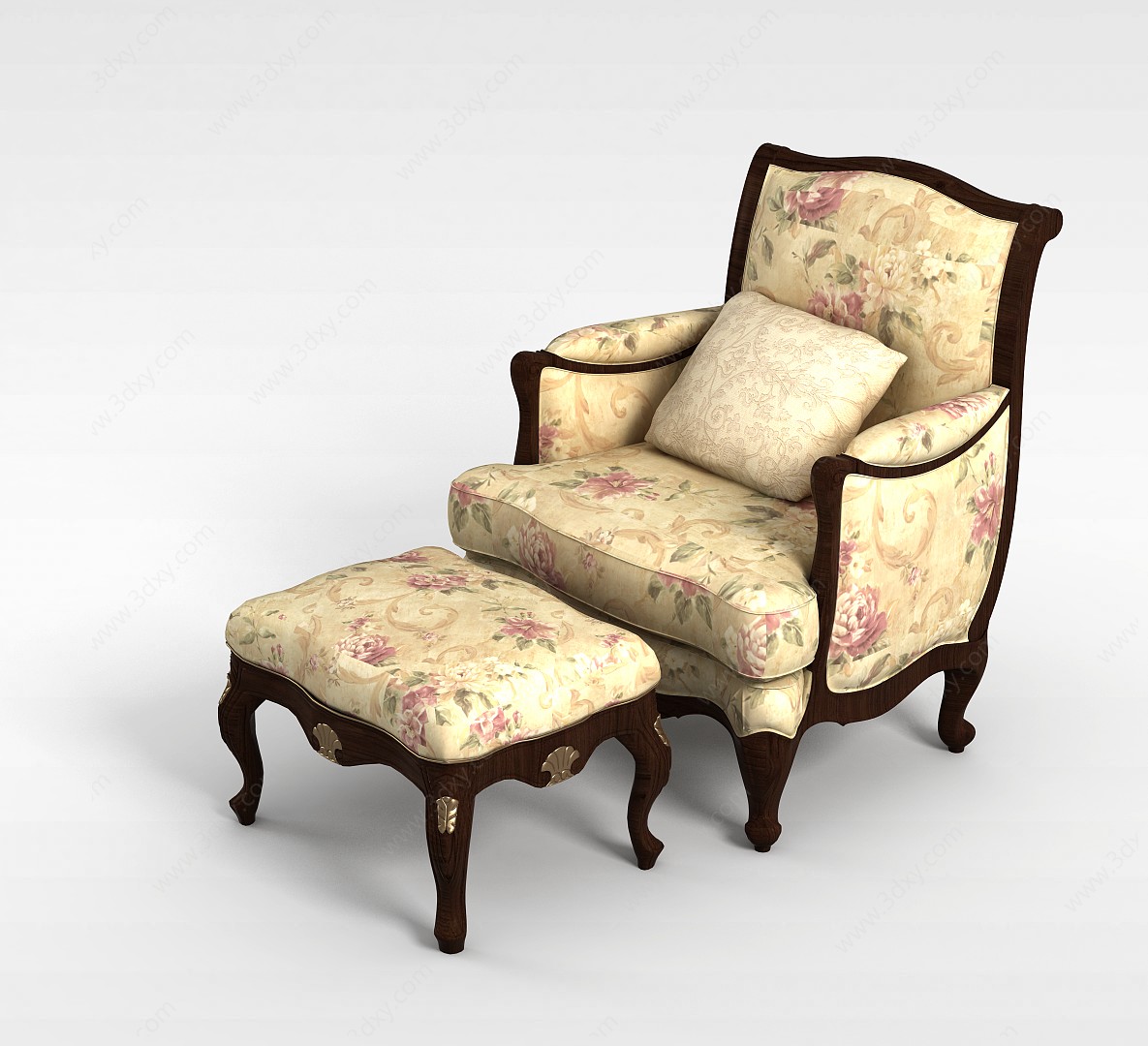 欧式布艺沙发组合3D模型