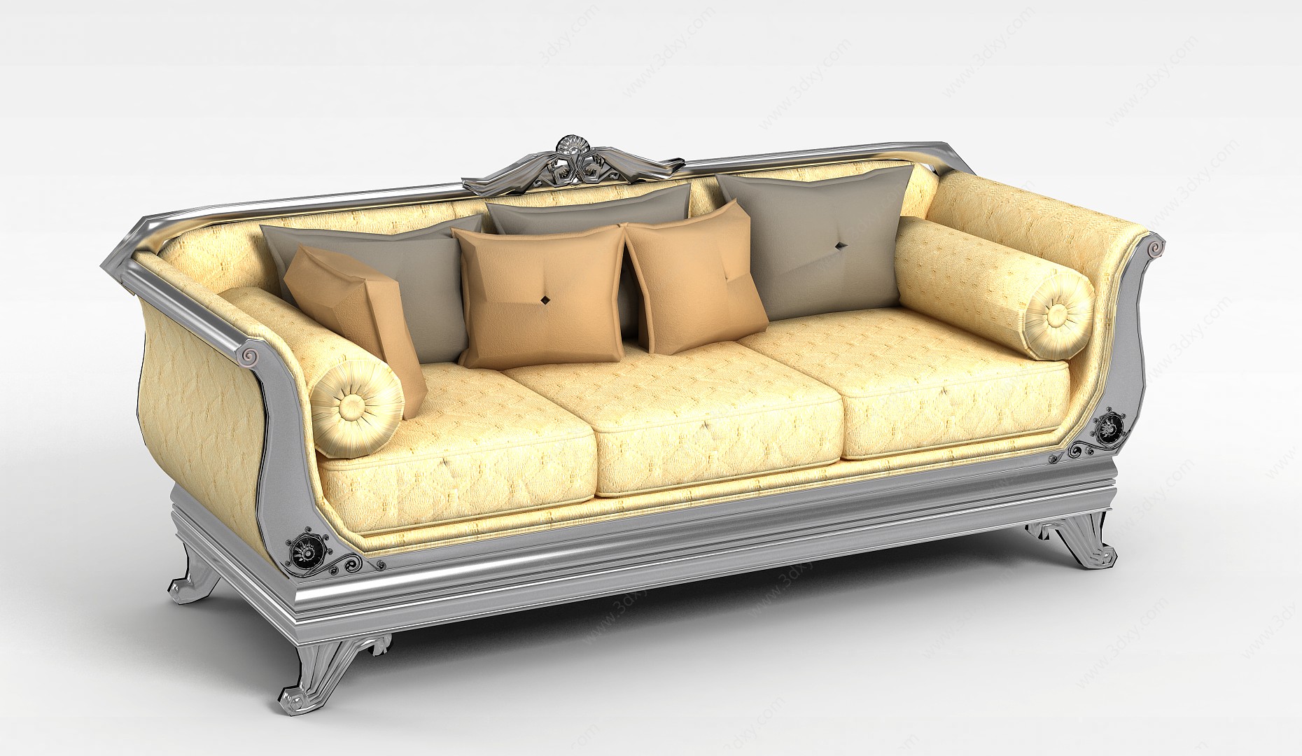 欧式三人沙发3D模型