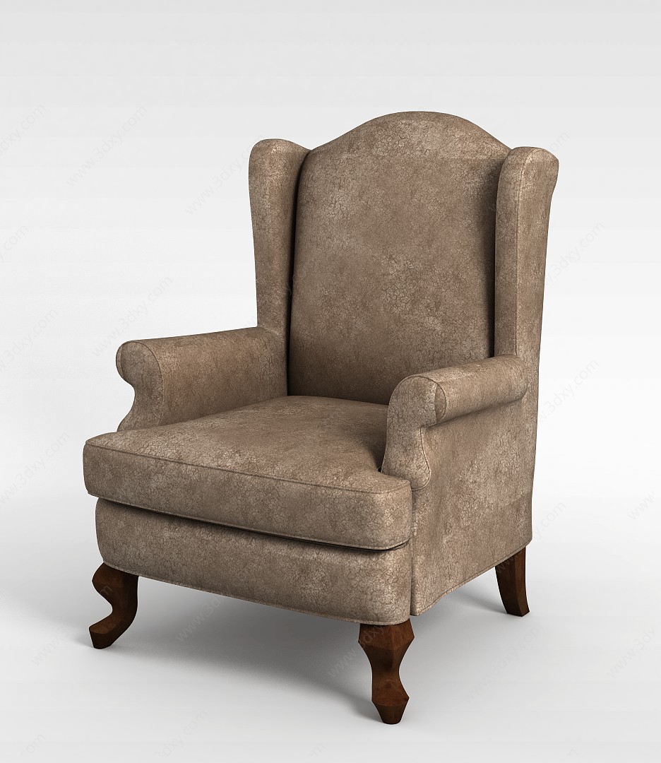 高档欧式布艺单人沙发3D模型