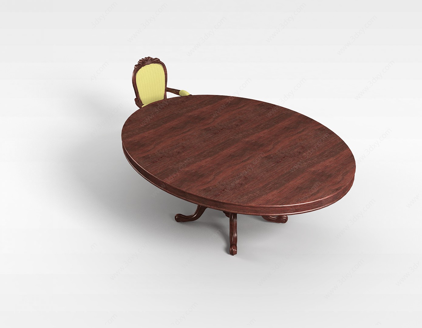欧式简约圆形桌椅3D模型