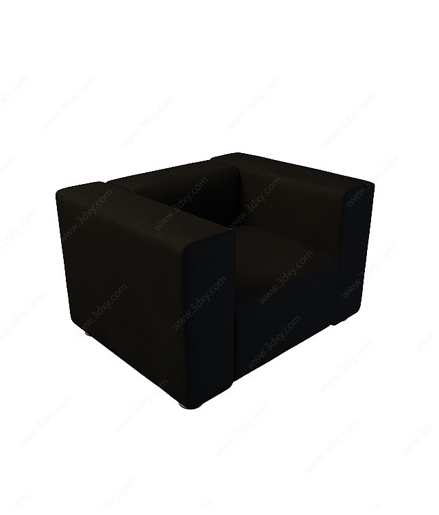 黑皮单人沙发3D模型
