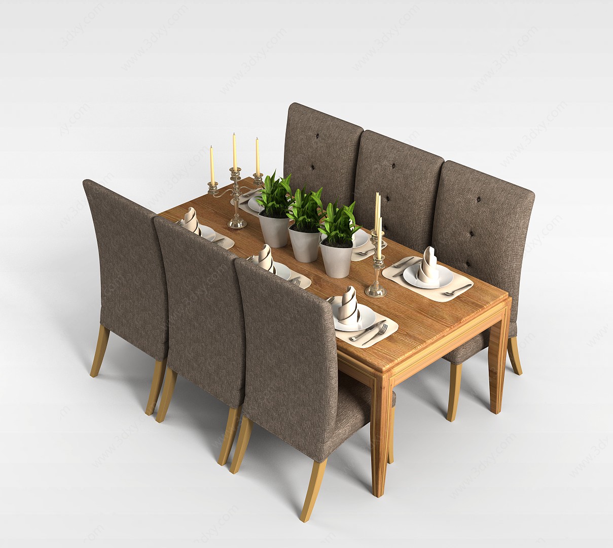 豪华餐桌椅组合3D模型