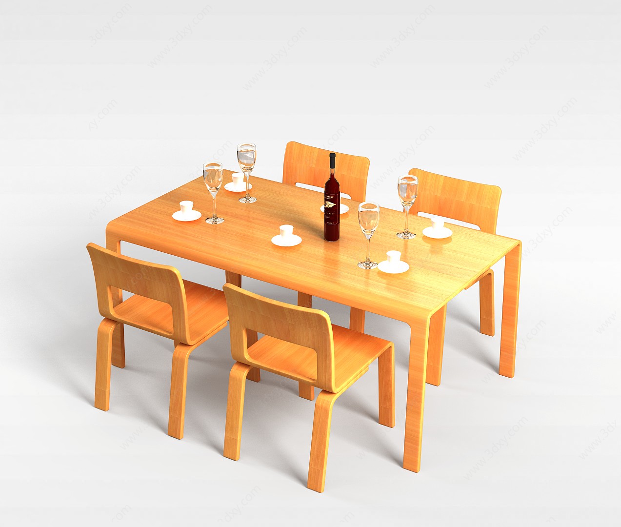 田园风格桌椅组合3D模型