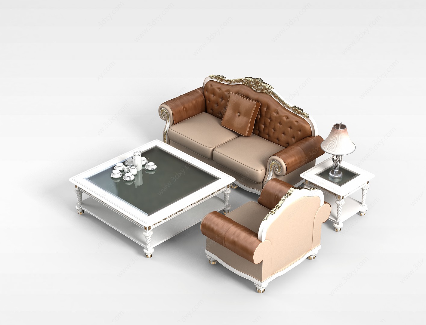 豪华欧式沙发茶几3D模型