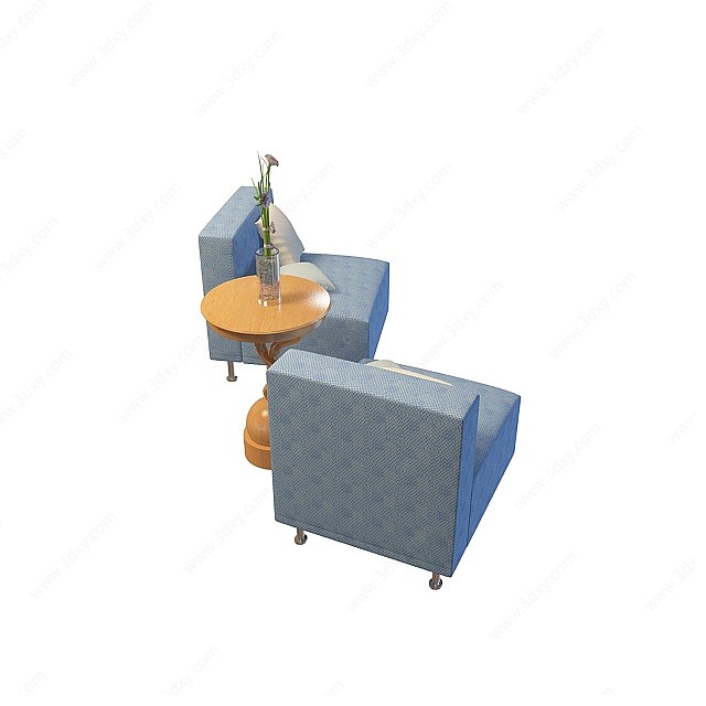 独立沙发茶几组合3D模型