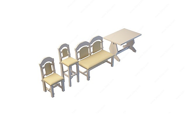 欧式实木桌椅3D模型