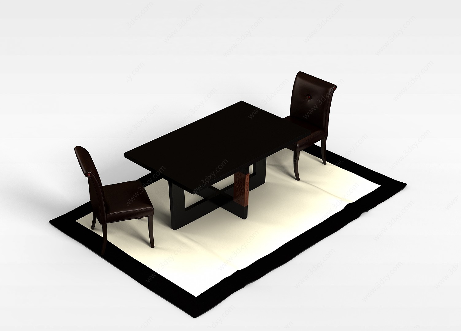 双人餐桌椅3D模型