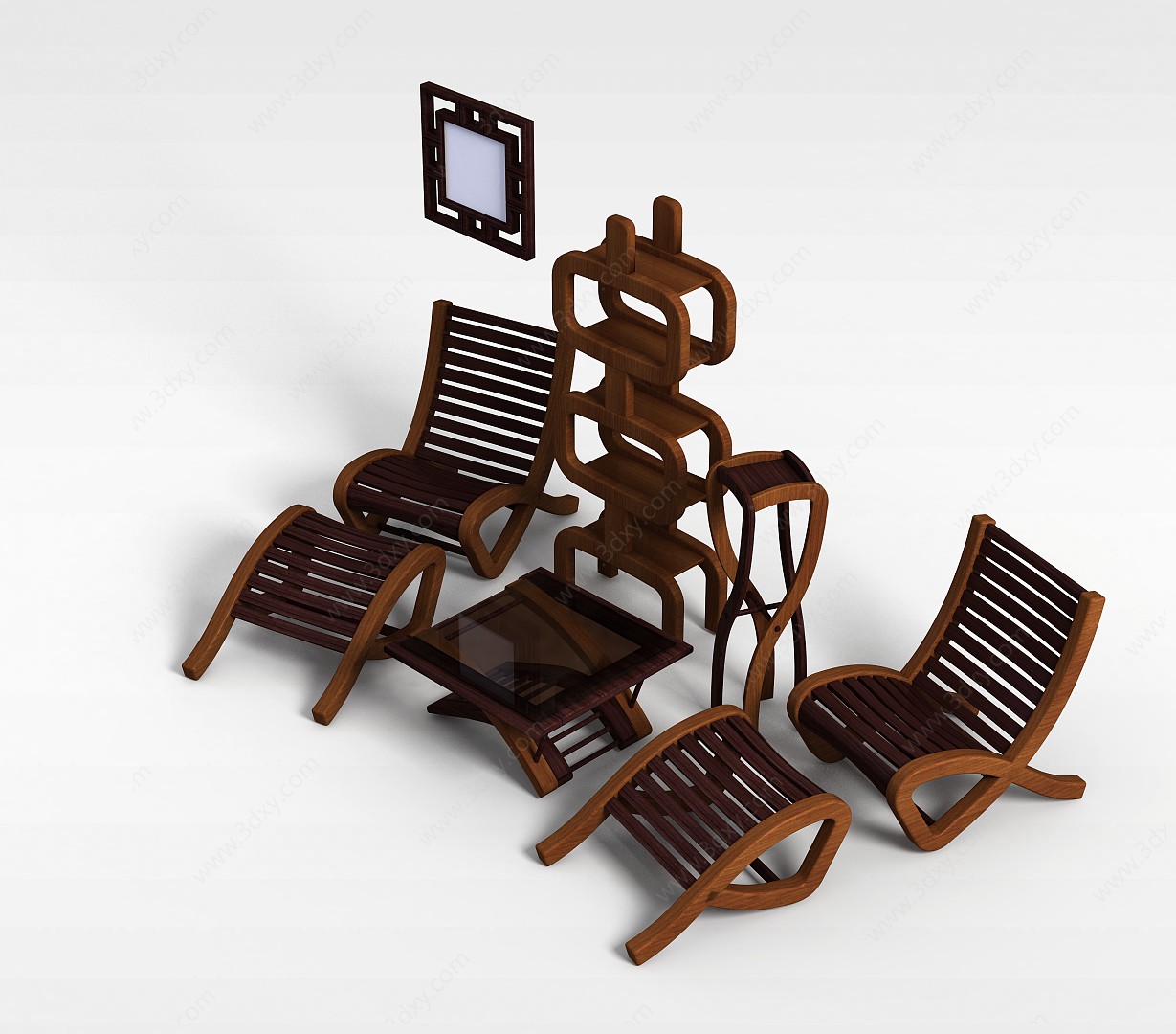 老人休闲桌椅3D模型