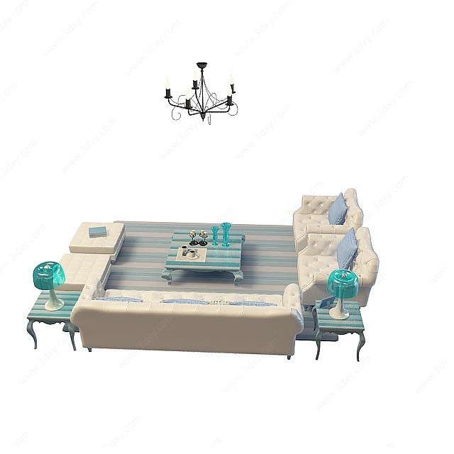 现代舒适沙发茶几3D模型