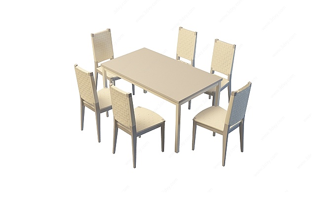 简约中式餐桌椅3D模型