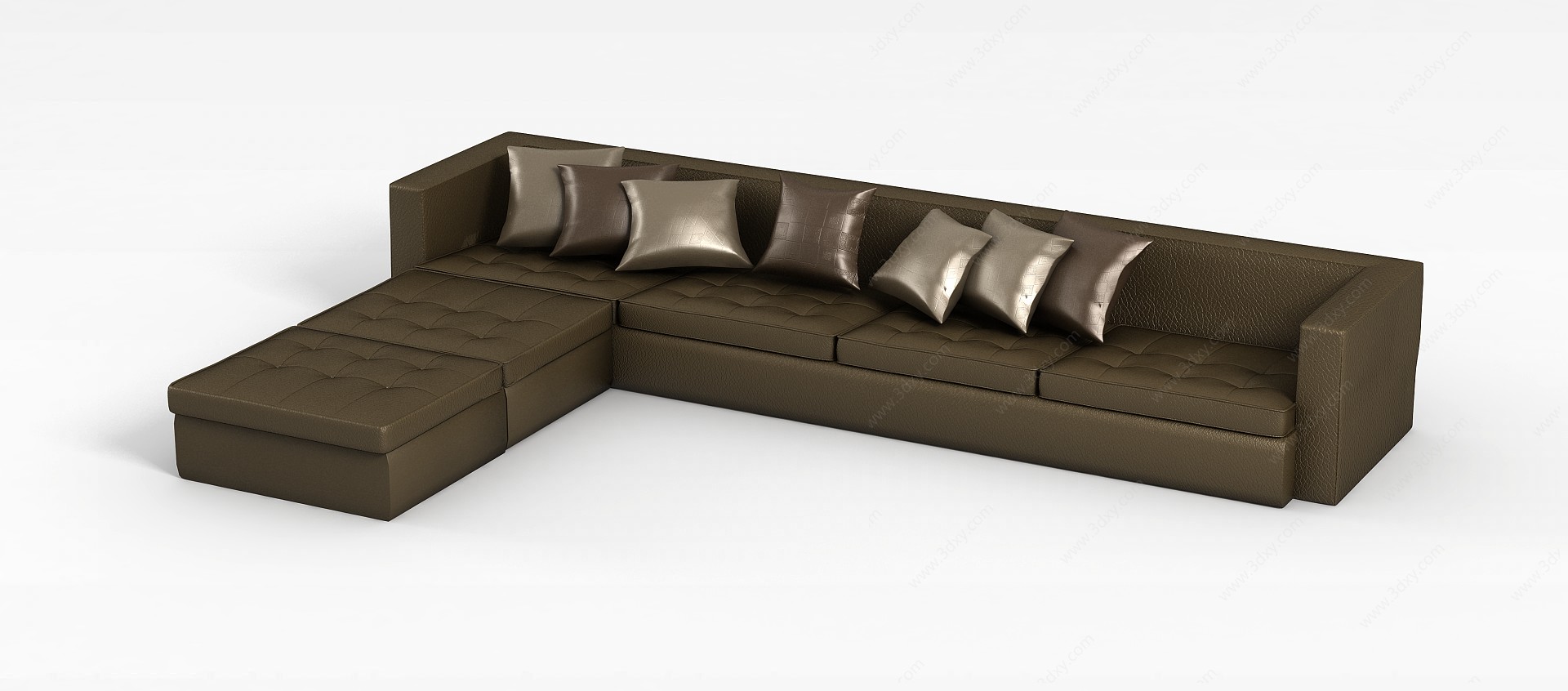 真皮转角沙发3D模型