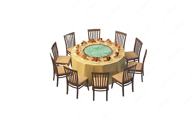 宴会厅餐桌椅3D模型