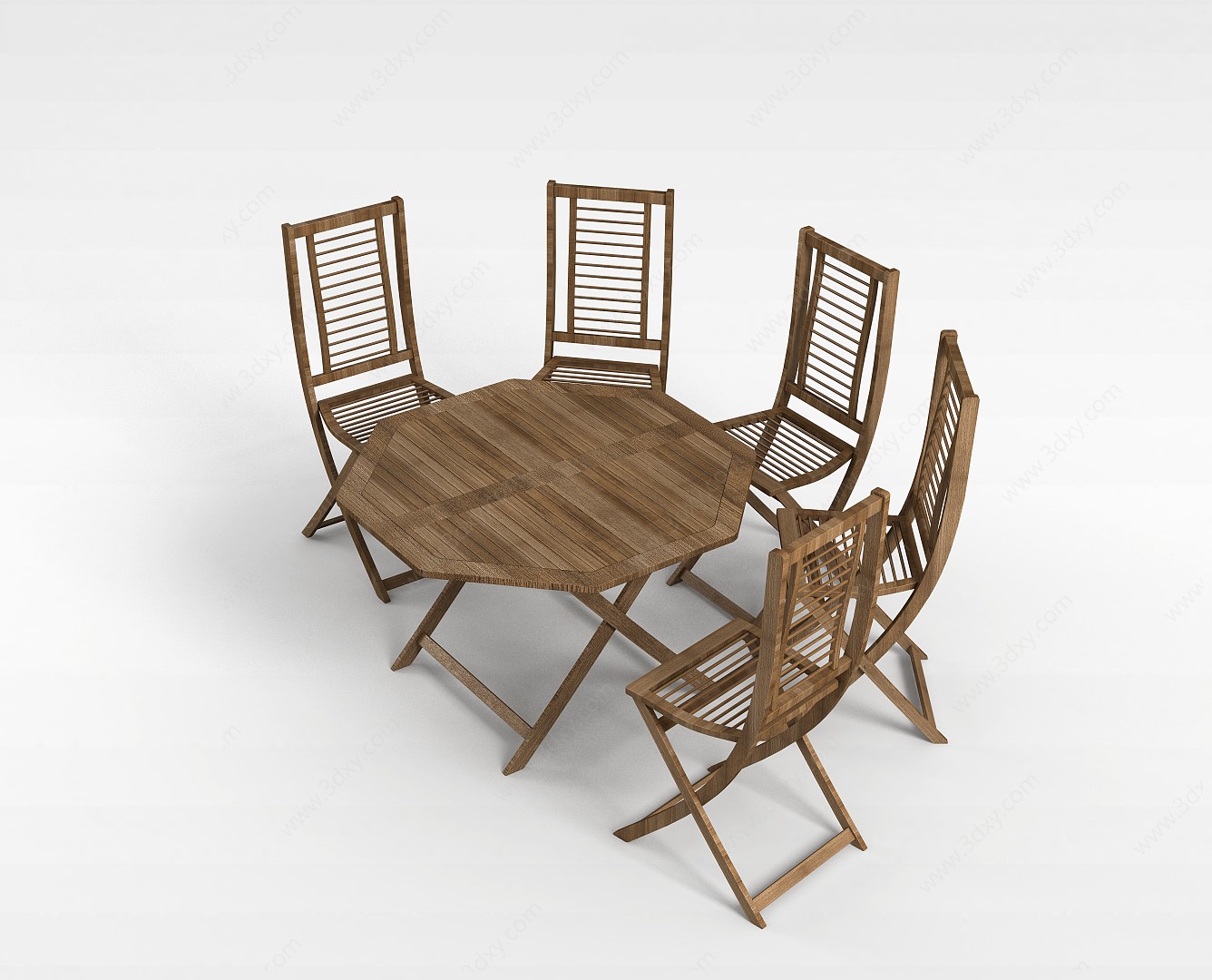 户外休闲实木桌椅3D模型