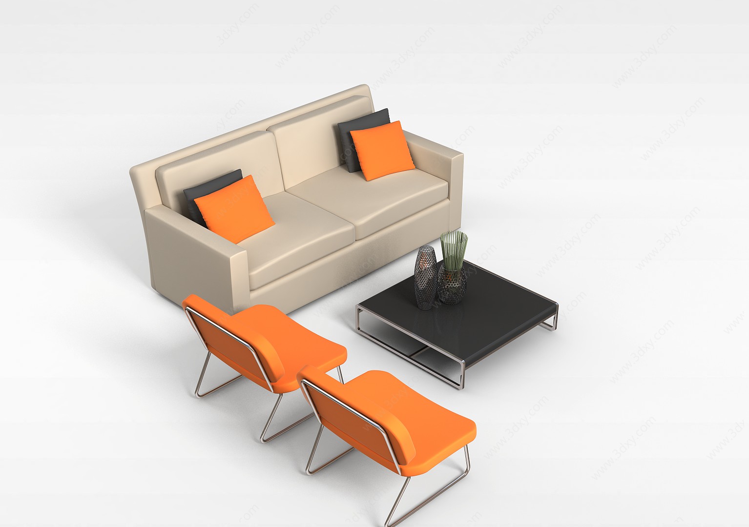 卧室沙发茶几组合3D模型