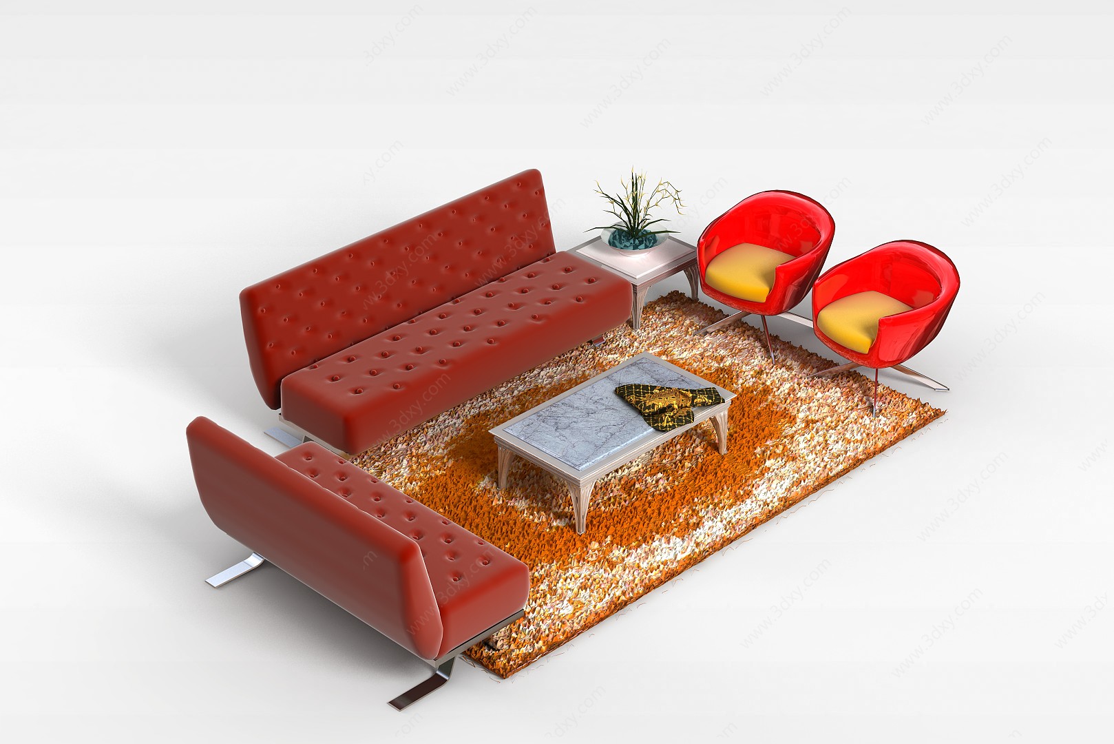 温馨风格沙发茶几3D模型