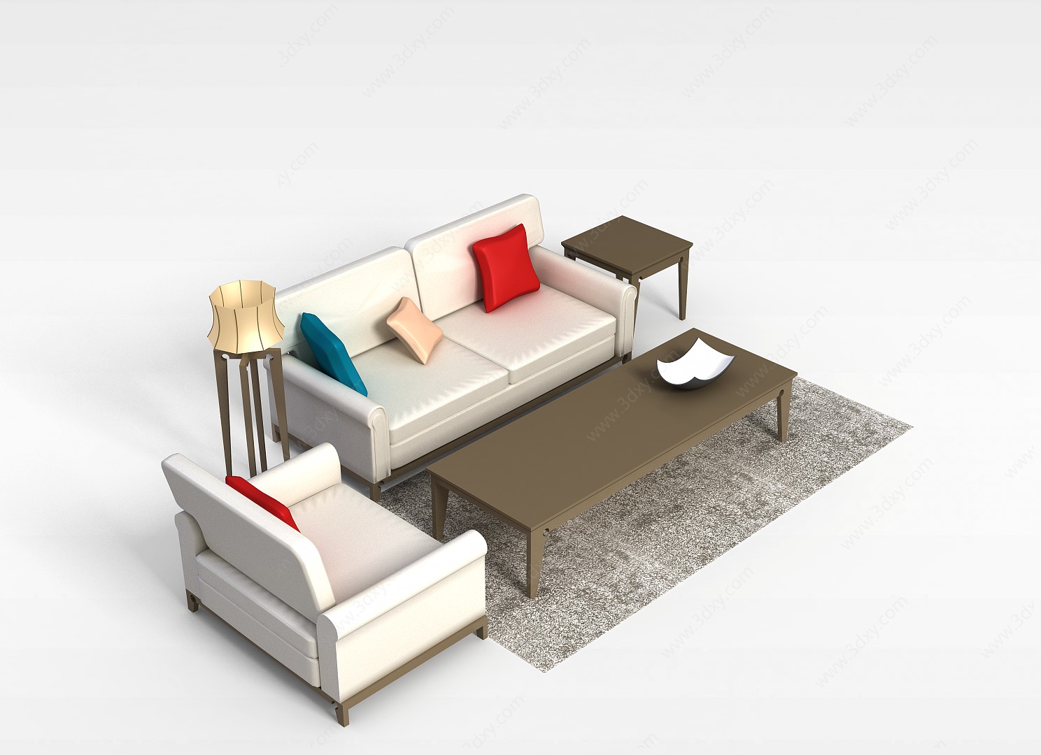 小客厅沙发茶几组合3D模型