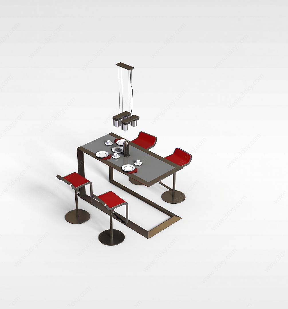 时尚餐厅桌椅3D模型