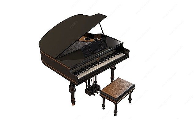 欧式豪华钢琴3D模型