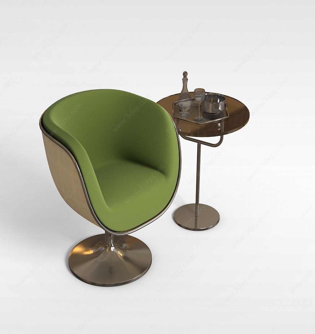 创意桌椅组合3D模型