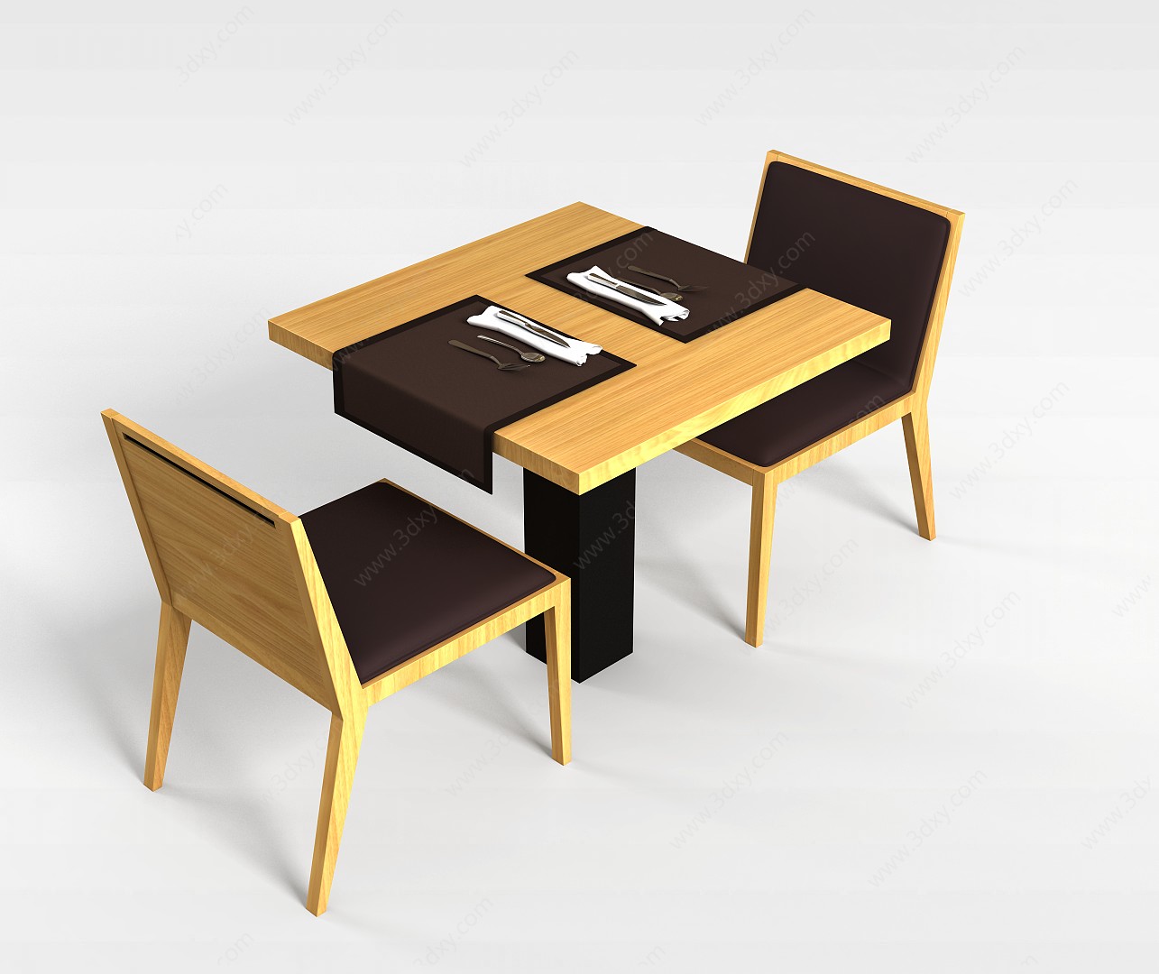 两人餐桌椅3D模型