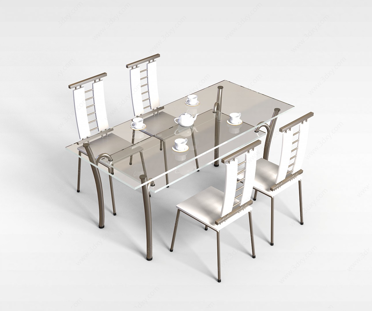 玻璃台面餐桌椅3D模型