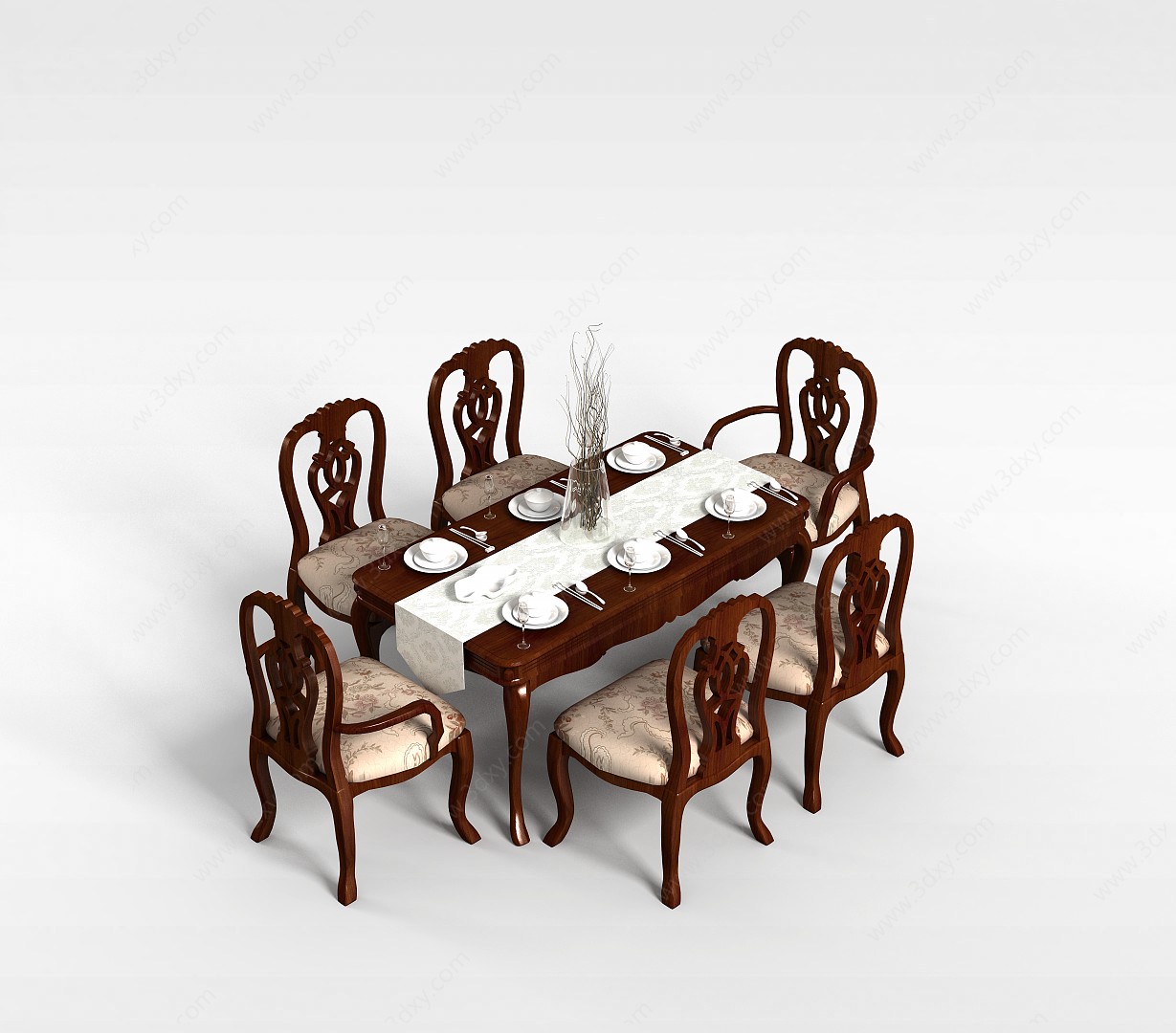 欧式餐桌椅组合3D模型