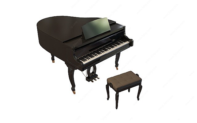 烤漆钢琴3D模型