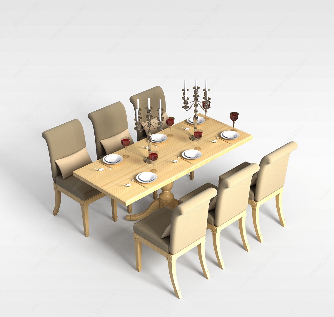 餐桌椅组合3D模型